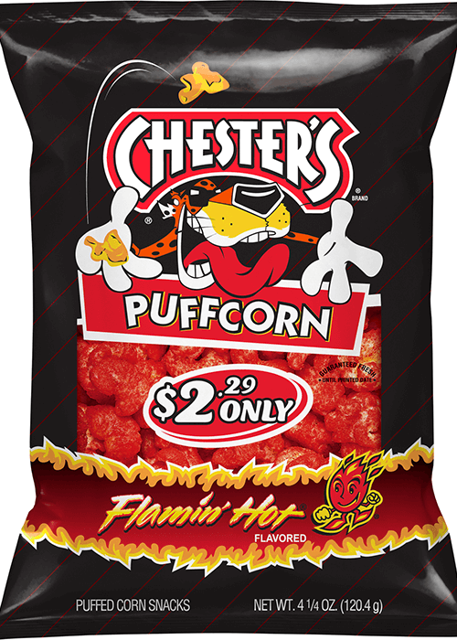 Chester's Puffcorn Snacks - Flamin' Hot Flavored