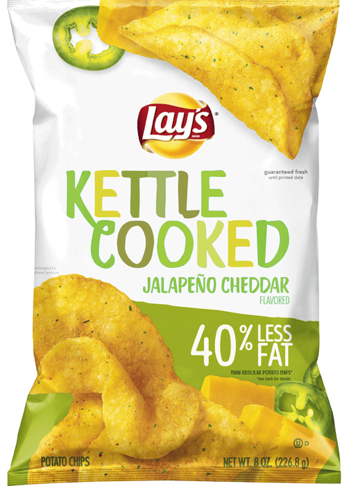 Lay's Kettle Cooked Potato Chips - Jalapeño Cheddar Flavored - 40% Less Fat