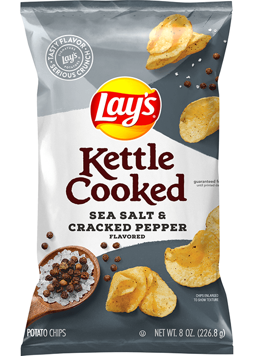 Lay's Kettle Cooked Potato Chips - Sea Salt & Cracked Pepper Flavored