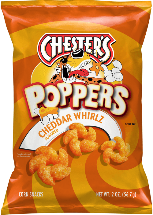 Chester's Poppers Corn Snacks - Cheddar Whirlz Flavored