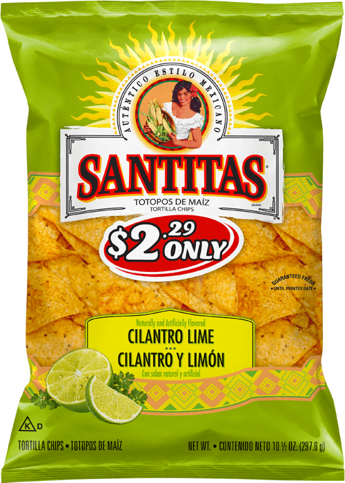 Santitas Tortilla Chips Cilantro Lime Naturally and Artificially Flavored