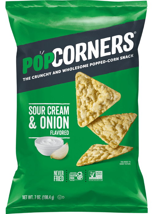 POPCORNERS Popped-Corn Snack - Sour Cream & Onion Flavored