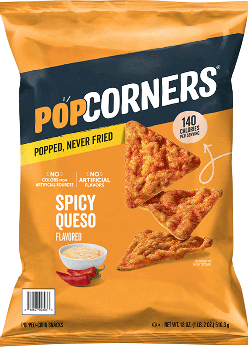 POPCORNERS Popped-Corn Snack - Spicy Queso Flavored