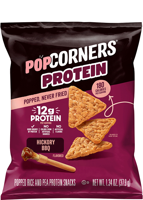 PopCorners Protein Popped Rice And Pea Protein Snacks - Hickory BBQ Flavored