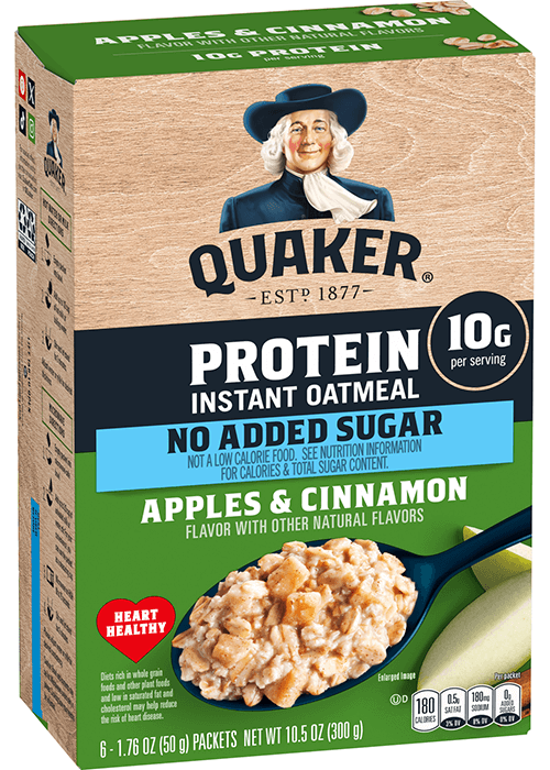 Quaker Instant Oatmeal - Protein - No Added Sugar - Apples & Cinnamon