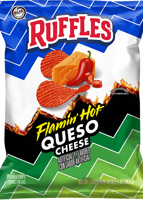 Ruffles Potato Chips - Flamin' Hot Queso Cheese Flavored
