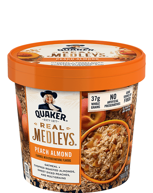 Quaker Real Medleys Oatmeal Cup - Peach Almond