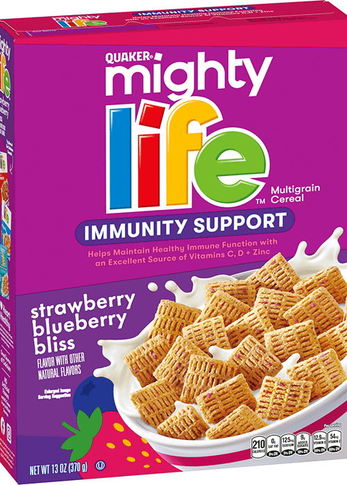 Quaker Mighty Life Multigrain Cereal - Immunity Support - Strawberry Blueberry Bliss