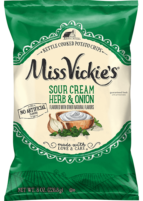 Miss Vickie's Kettle Cooked Potato Chips - Sour Cream Herb & Onion Flavored