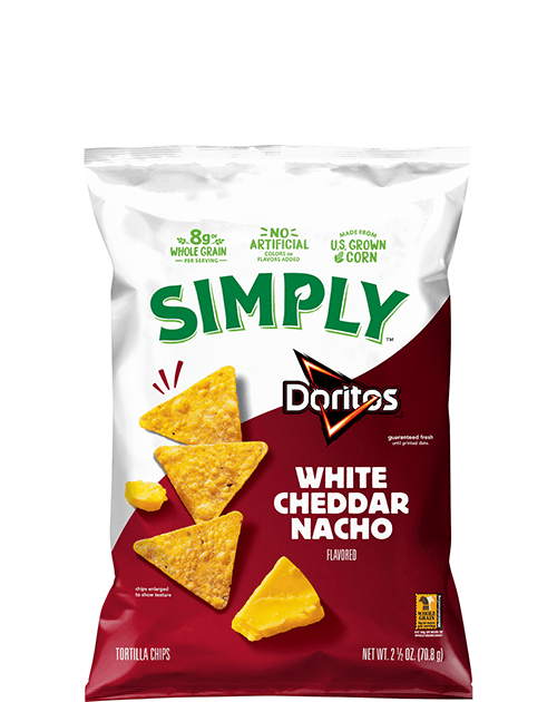 Simply Doritos Tortilla Chips - White Cheddar Nacho Flavored