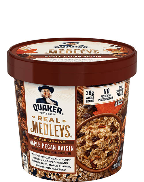 Quaker Real Medleys SuperGrains Oatmeal Cup - Maple Pecan Raisin
