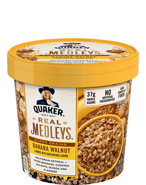 Quaker Real Medleys SuperGrains Oatmeal Cup - Banana Walnut
