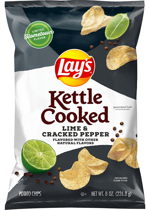 Lay's Kettle Cooked Potato Chips - Lime & Cracked Pepper Flavored