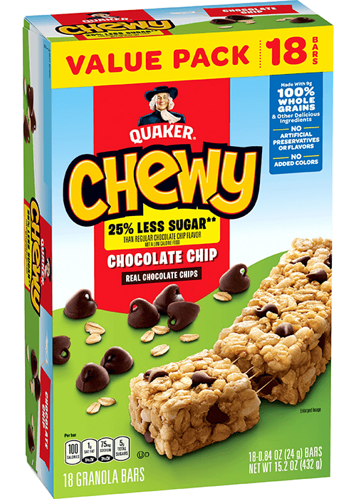 Quaker Chewy Granola Bars - 25% Less Sugar - Chocolate Chip