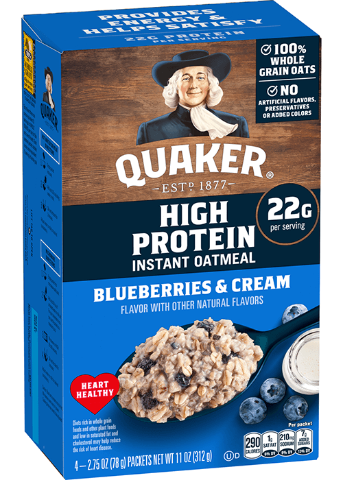Quaker High Protein Instant Oatmeal - Blueberries & Cream