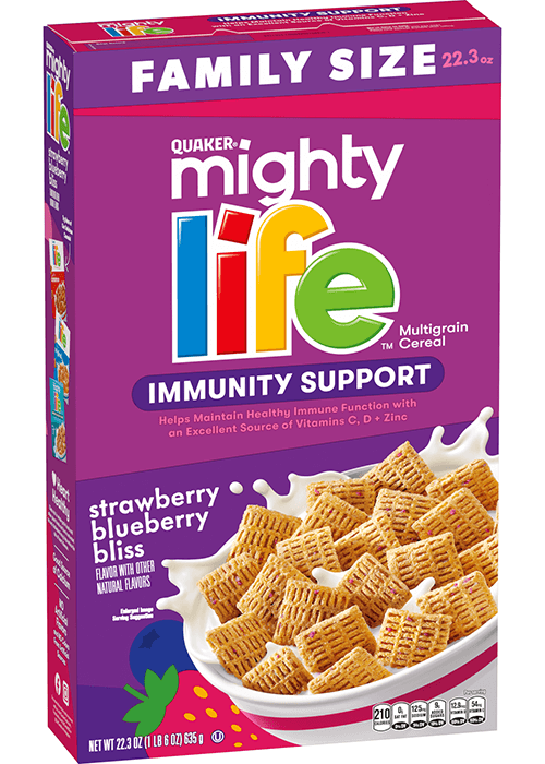 Quaker Mighty Life Multigrain Cereal - Immunity Support - Strawberry Blueberry Bliss
