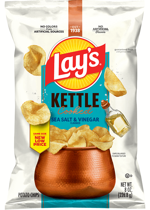 Lay's Kettle Cooked Potato Chips - Sea Salt & Vinegar Flavored