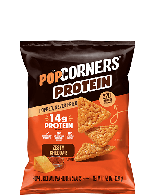 PopCorners Protein Popped Rice And Pea Protein Snacks - Zesty Cheddar Flavored