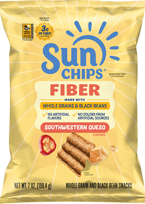 SunChips Fiber Whole Grain & Black Bean Snacks - Southwestern Queso Flavored