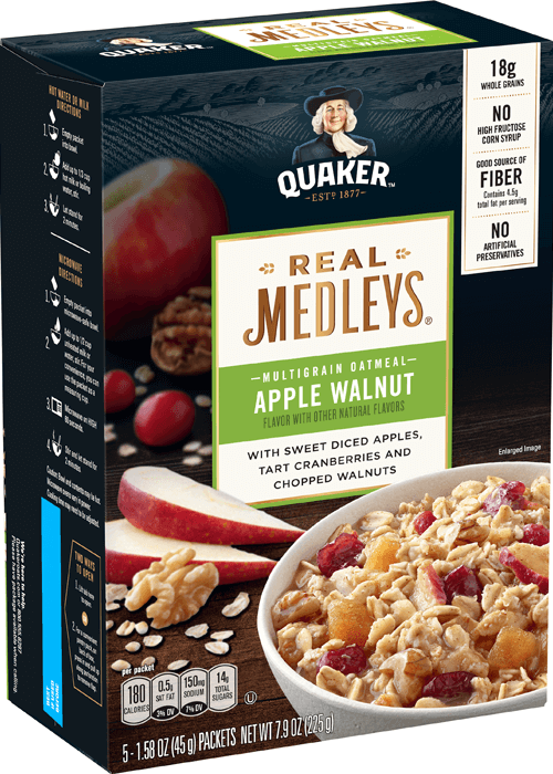 Quaker Real Medleys Multigrain Oatmeal - Apple Walnut