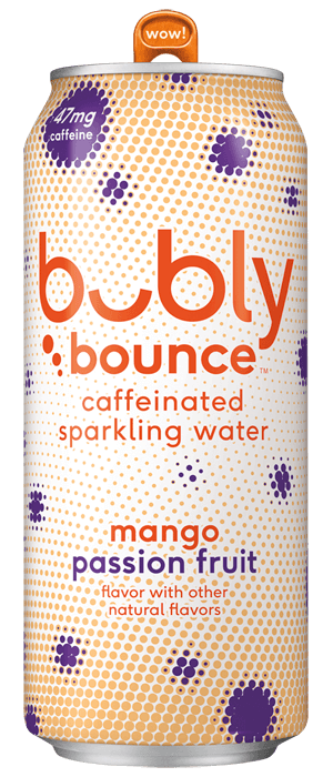 bubly bounce caffeinated sparkling water - mango passion fruit