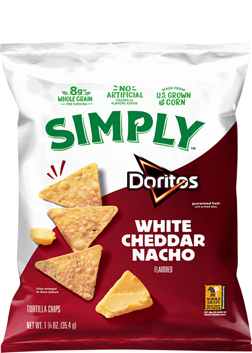 Simply Doritos Tortilla Chips - White Cheddar Nacho Flavored