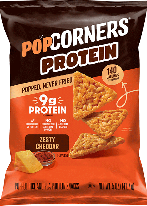 PopCorners Protein Popped Rice And Pea Protein Snacks - Zesty Cheddar Flavored