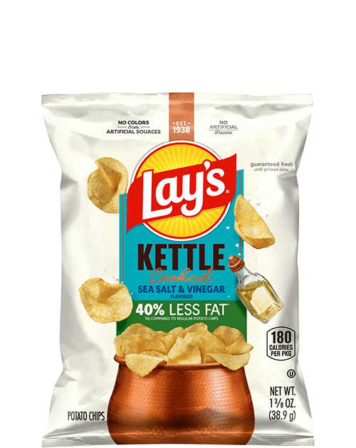 Lay's Kettle Cooked Potato Chips - Sea Salt & Vinegar Flavored - 40% Less Fat