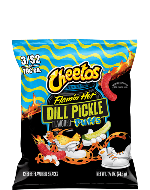Cheetos Puffs Cheese Flavored Snacks - Flamin' Hot Dill Pickle Flavored