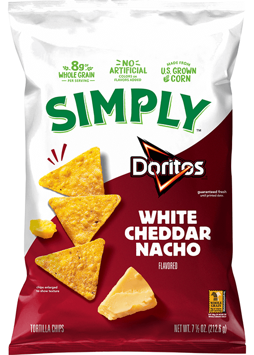 Simply Doritos Tortilla Chips - White Cheddar Nacho Flavored