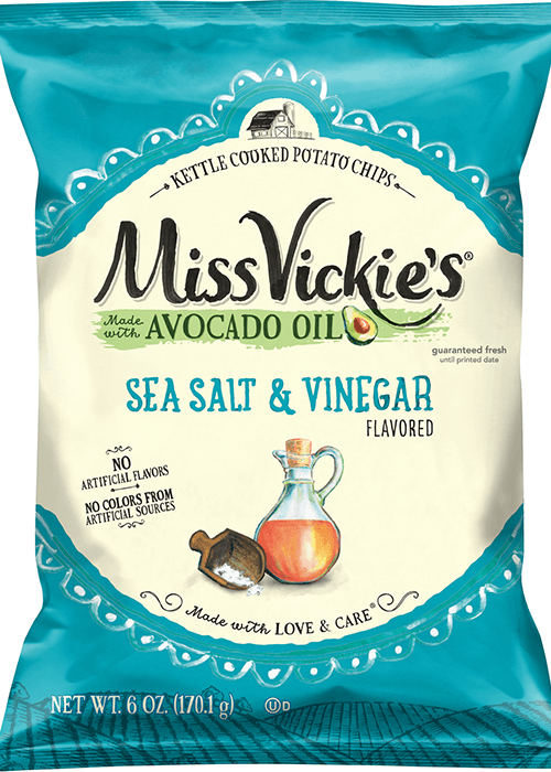 Miss Vickie's Kettle Cooked Potato Chips - Made with Avocado Oil - Sea Salt & Vinegar Flavored