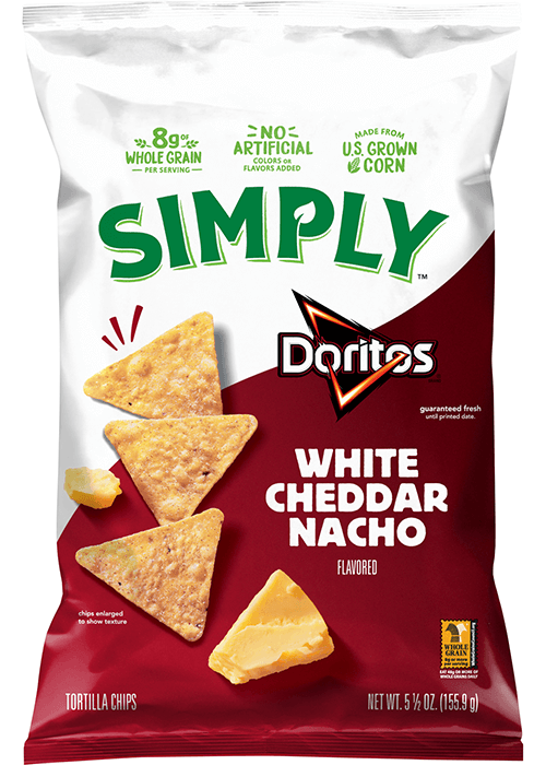 Simply Doritos Tortilla Chips - White Cheddar Nacho Flavored