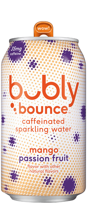 bubly bounce caffeinated sparkling water - mango passion fruit