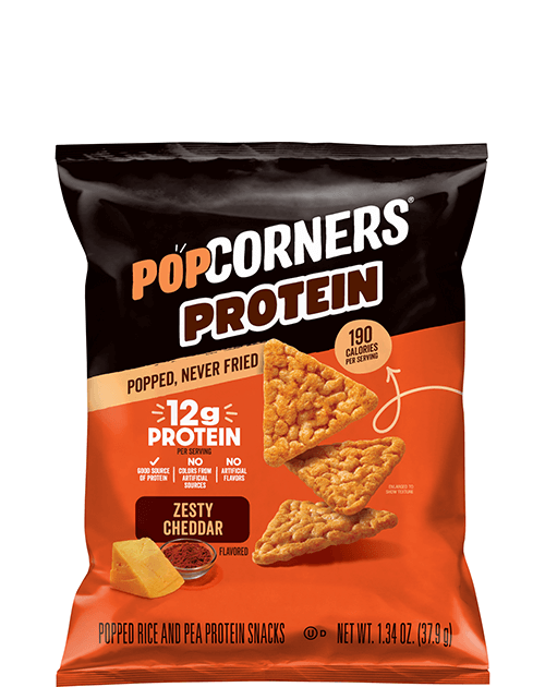 PopCorners Protein Popped Rice And Pea Protein Snacks - Zesty Cheddar Flavored